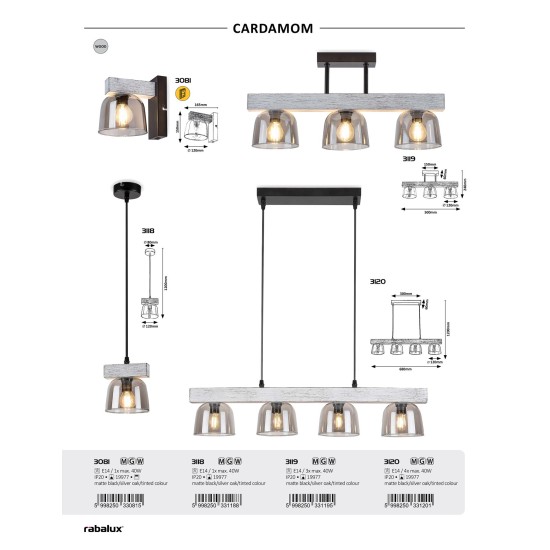 RABALUX PENDUL CARDAMOM 3118