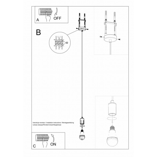 SOLLUX ПЕНДЕЛ EDISON E27 1x60W IP20 SL.0152