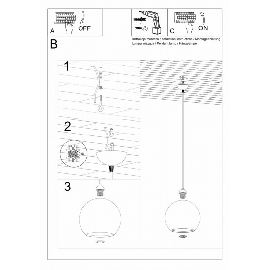 SOLLUX PENDUL  BALL ALB E27 1x60W IP20 SL.0256