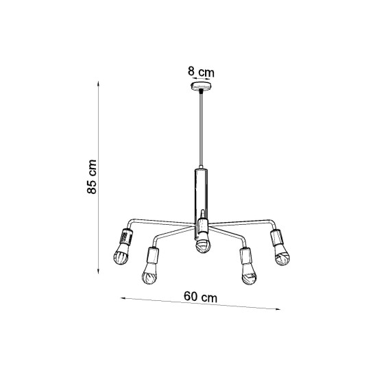 SOLLUX ПОЛИЛЕЙ DUOMO 5 ЧЕРЕН E27 5x60W IP20 SL.0304