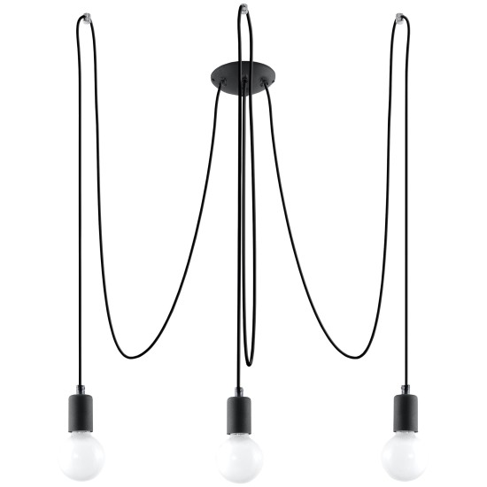 SOLLUX PENDUL EDISON 3 E27 3x60W IP20 SL.0370 NEGRU
