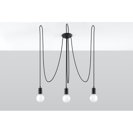 SOLLUX PENDUL EDISON 3 E27 3x60W IP20 SL.0370 NEGRU