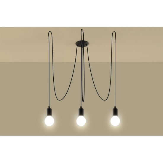 SOLLUX PENDUL EDISON 3 E27 3x60W IP20 SL.0370 NEGRU