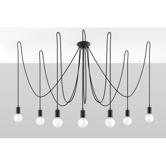 SOLLUX PENDANT LAMP EDISON 7 BLACK E27 7x60W IP20 SL.0372
