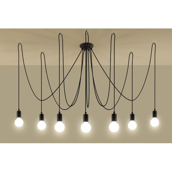 SOLLUX PENDANT LAMP EDISON 7 BLACK E27 7x60W IP20 SL.0372