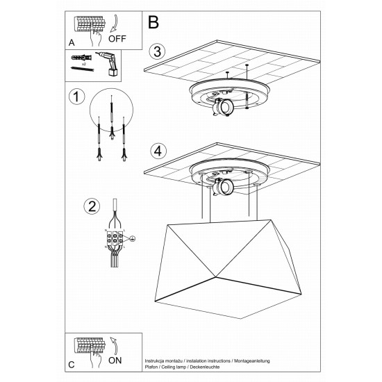 SOLLUX CEILING LIGHT HEXA 25 SILVER E27 1x60W IP20 SL.0688