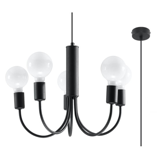 SOLLUX CHANDELIER PICCOLO 5 BLACK E27 5x60W IP20 SL.0855