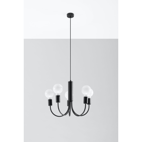 SOLLUX CHANDELIER PICCOLO 5 BLACK E27 5x60W IP20 SL.0855