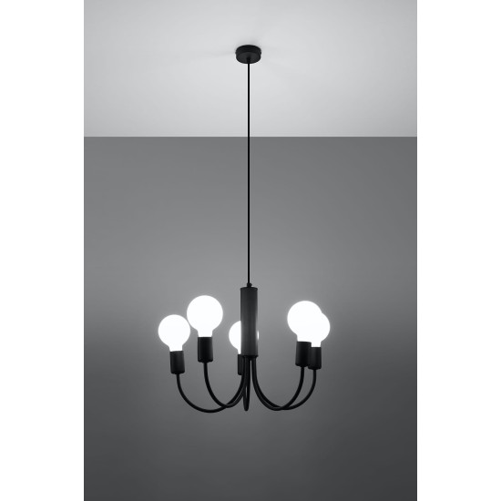 SOLLUX CHANDELIER PICCOLO 5 BLACK E27 5x60W IP20 SL.0855