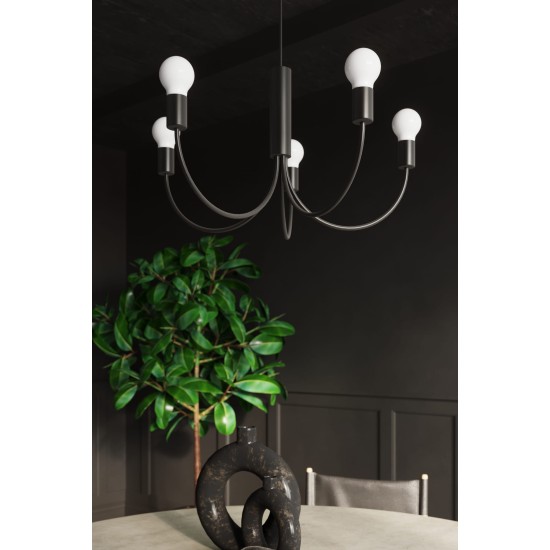 SOLLUX CHANDELIER PICCOLO 5 BLACK E27 5x60W IP20 SL.0855