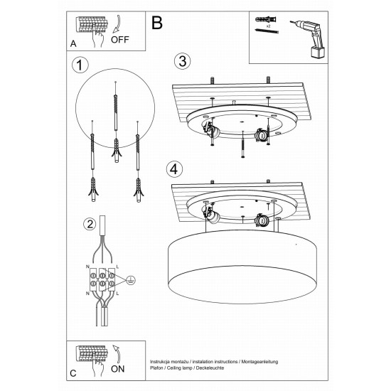 SOLLUX LAMPA DE TAVAN ARENA 55 NEGRU E27 4x60W IP20 SL.0917