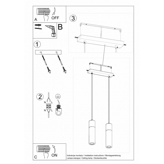 SOLLUX ZANE 2 HANGING LAMP WHITE GU10 2X40W IP20 SL.0966