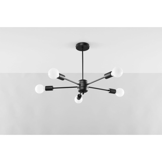 SOLLUX CHANDELIER LANGO 5 BLACK E27 3x60W IP20 SL.1022