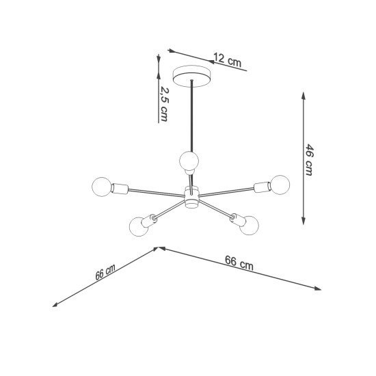 SOLLUX CHANDELIER LANGO 5 BLACK E27 3x60W IP20 SL.1022