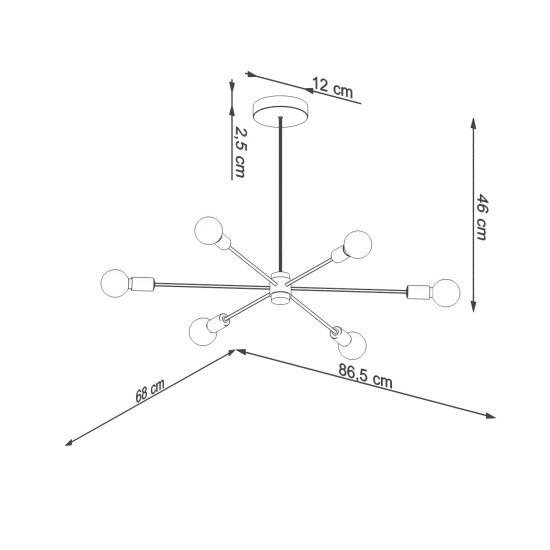 SOLLUX ПОЛИЛЕЙ LANGO 6 ЧЕРЕН E27 6x60W IP20 SL.1023