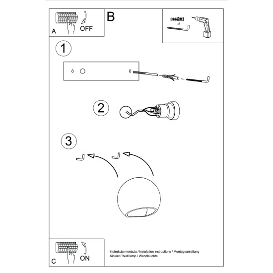SOLLUX LAMPA DE PERETE  GLOBE ALB SL.1026
