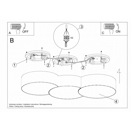 SOLLUX CEILING LIGHT CIRCLE 3 A WHITE E27 6x60W IP20 SL.1051