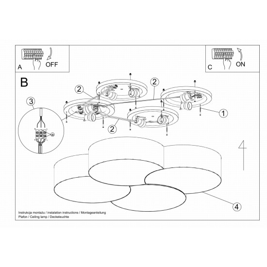 SOLLUX LAMPA DE TAVAN CIRCLE 4 E27 8x60W IP20 SL.1053