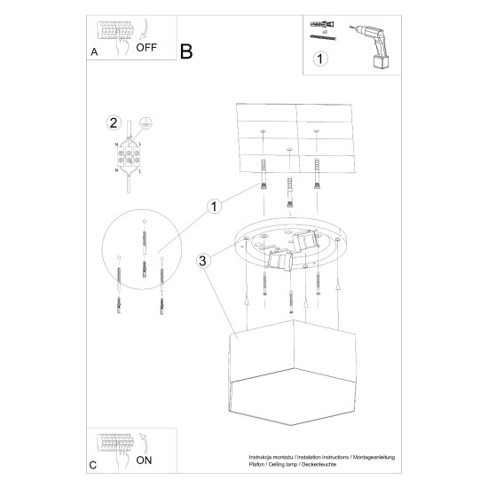 SOLLUX CEILING LIGHT SUNDE 13 BLACK E27 2x60W IP20 SL.1060