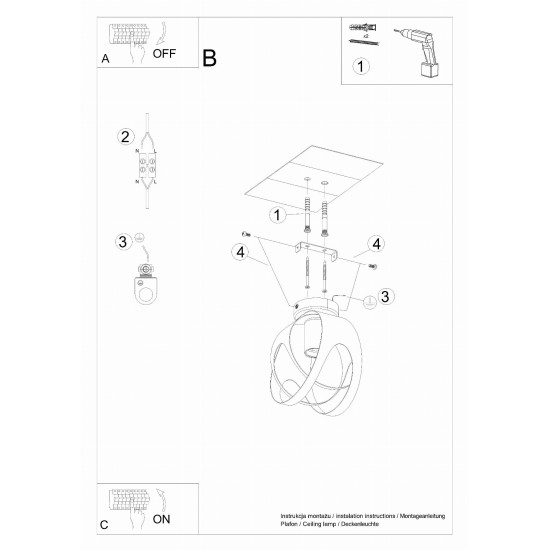 SOLLUX ПЛАФОН TULOS ЧЕРЕН E27 1x60W IP20 SL.1086