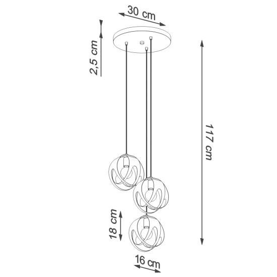 SOLLUX CANDELABRU TULOS 3 NEGRU E27 3x60W IP20 SL.1088