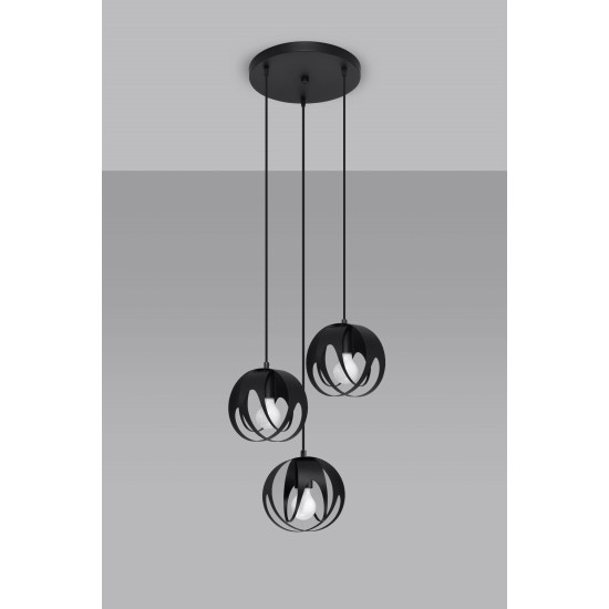 SOLLUX CANDELABRU TULOS 3 NEGRU E27 3x60W IP20 SL.1088
