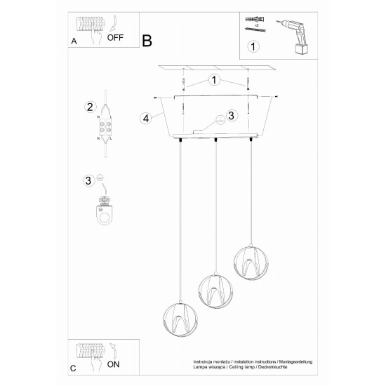 SOLLUX CANDELABRU TULOS 3 NEGRU E27 3x60W IP20 SL.1089