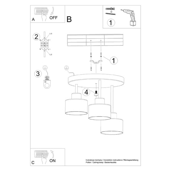 SOLLUX CANDELABRU SAVAR 3 NEGRU E27 3x60W IP20 SL.1131