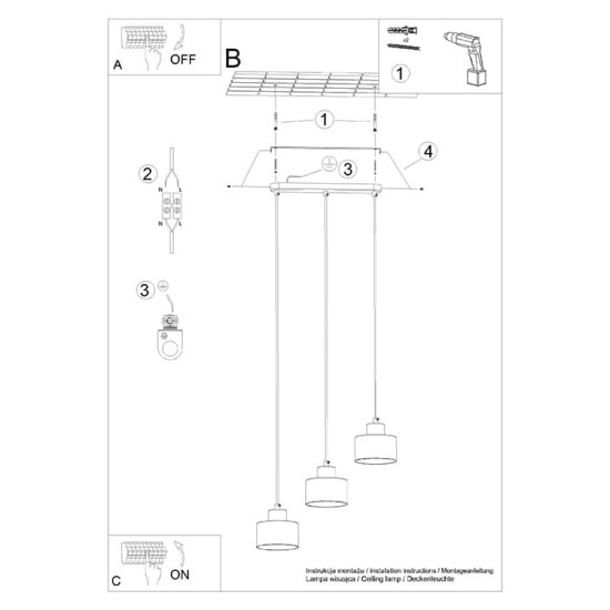 SOLLUX CANDELABRU SAVAR 3 NEGRU E27 3x60W IP20 SL.1133
