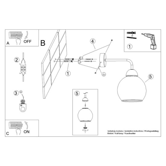SOLLUX WALL LAMP ALINO 1 BLACK SL.1139