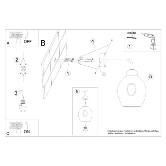 SOLLUX WALL LAMP FILLAN 1 BLACK SL.1143