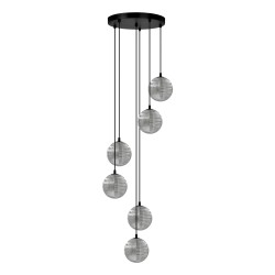 KAJA CHANDELIER MONZA GLASS GRAPHITE 6XG9 Ø12 K-5704