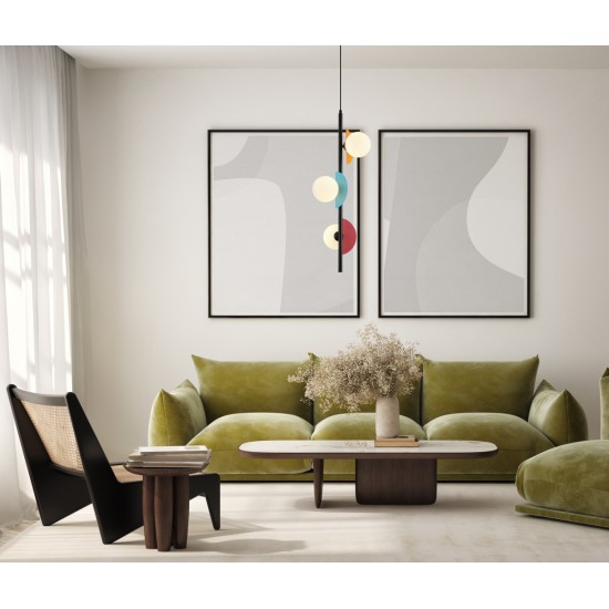 ITALUX CHANDELIER NAUTI COLORFUL GLASS, STEEL 3XG9 PND-37482-3V-MLTI
