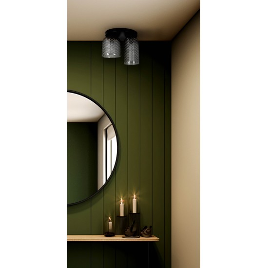 KAJA CEILING LAMP INGA GRAPHITE GLASS 2XE27 Ø14/Ø18 K-5634