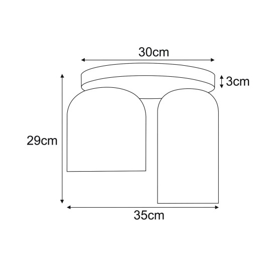 KAJA CEILING LAMP INGA GRAPHITE GLASS 2XE27 Ø14/Ø18 K-5634