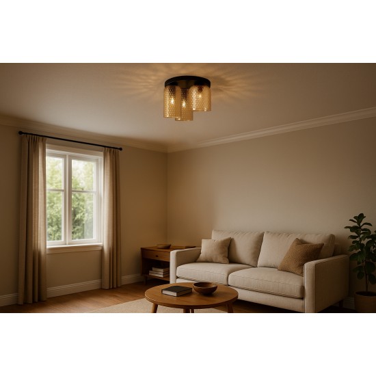 KAJA CEILING LAMP CAPRI AMBER GLASS 3XE27 K-5625