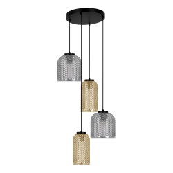 KAJA CHANDELIER LAMP CAPRI AMBER GRAPHITE GLASS 4XE27 K-5627