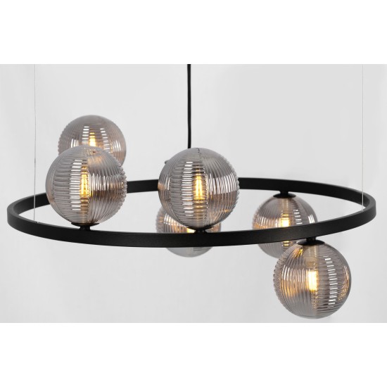 KAJA CANDELABRU MONZA  STICLA GRAFIT 6XG9 Ø12 K-5703