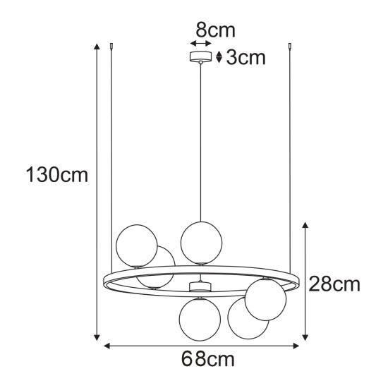 KAJA CANDELABRU MONZA  STICLA GRAFIT 6XG9 Ø12 K-5703