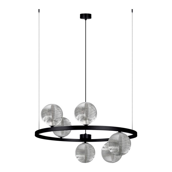 KAJA CANDELABRU MONZA  STICLA GRAFIT 6XG9 Ø12 K-5703
