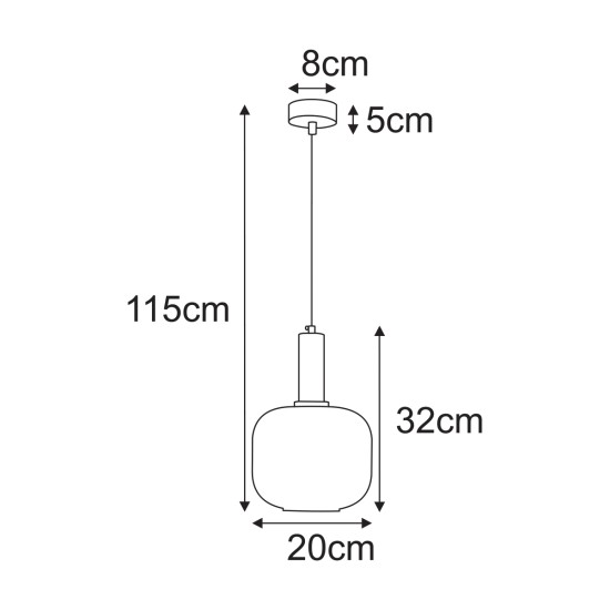 KAJA PENDANT LAMP FABIO WHITE GLASS E27 Ø20 K-5871