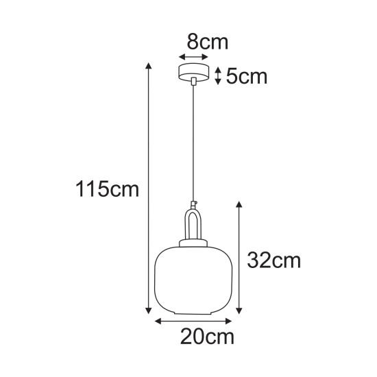 KAJA PENDANT LAMP ARIA AMBER GLASS E27 Ø20 K-5896