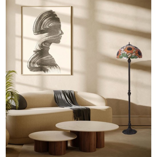 KAJA FLOOR LAMP TIFFANY SUNFLOWERS GLASS E27 K-F16814