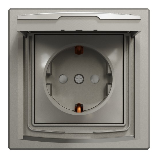SCHNEIDER ASFORA SINGLE SOCKET OUTLET WITH SIDE EARTH,LID IP44 16A  BRONZ EPH3100369