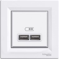 SCHNEIDER ASFORA РОЗЕТКА USB ДВОЙНО ЗАРЯДНО 2.1A БЯЛ EPH2700221