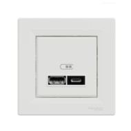 SCHNEIDER ASFORA РОЗЕТКА ДВОЙНО ЗАРЯДНО USB A+C 2.4A БЯЛ EPH2700321