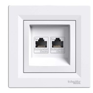 SCHNEIDER ASFORA РОЗЕТКА КОМПЮТЪРНА ДВОЙНА 2хRJ45 Cat.5 UTP БЯЛ EPH4400121