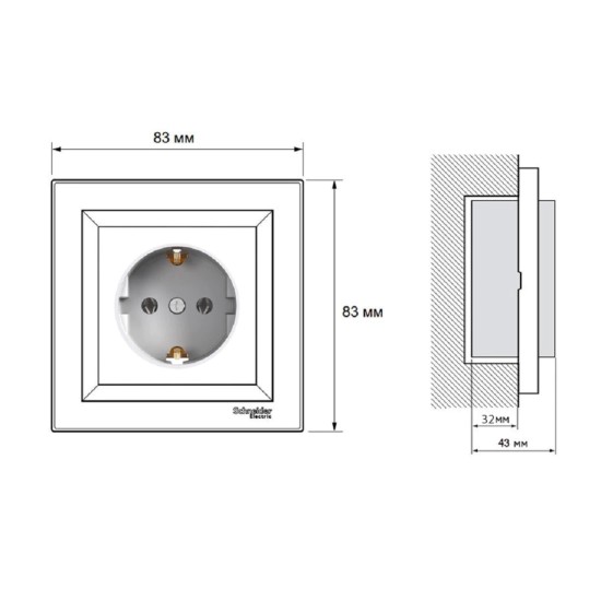 SCHNEIDER ASFORA  КОНТАКТ ШУКО С КАПАК БЯЛ 2P+E 16A EPH3100121