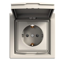 SCHNEIDER ASFORA ВЛАГОЗАЩИТЕН КОНТАКТ ШУКО С КАПАК 2P+E 16A IP44 КРЕМ EPH3100323 