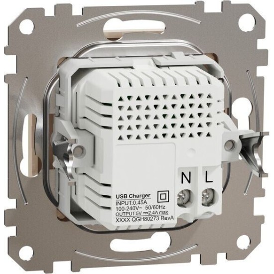 SCHNEIDER ASFORA РОЗЕТКА ДВОЙНО ЗАРЯДНО USB A+C 2.4A БЯЛ EPH2700321